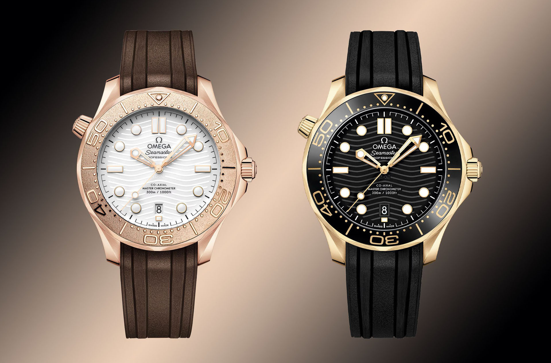 Omega Seamaster Diver 300M Moonshine и Sedna Gold