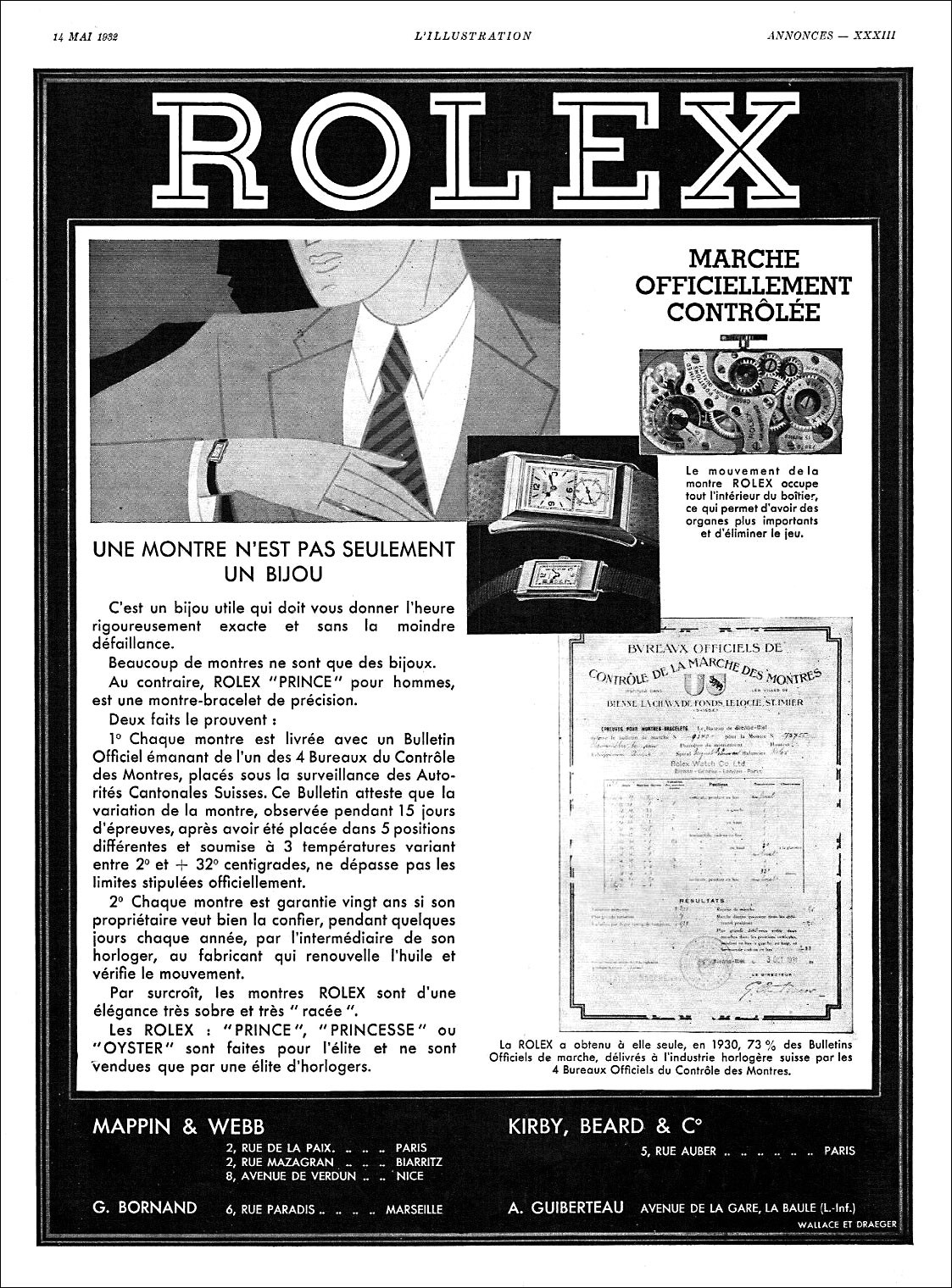 Французская реклама Rolex Prince, 1932 год