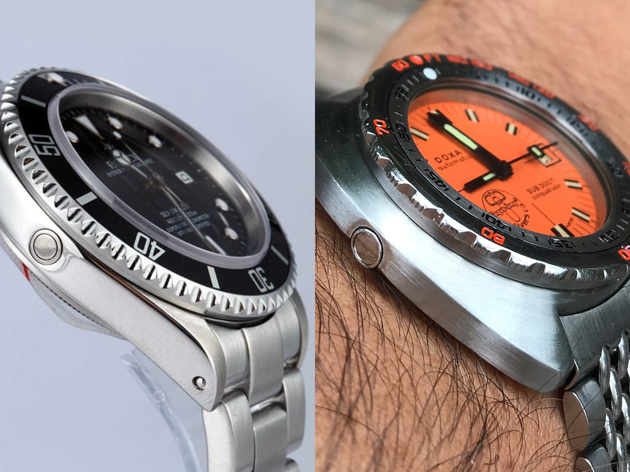 Сравнение гелиевых клапанов на Sea-Dweller Ref. 16660 и Doxa 300 T Conquistador