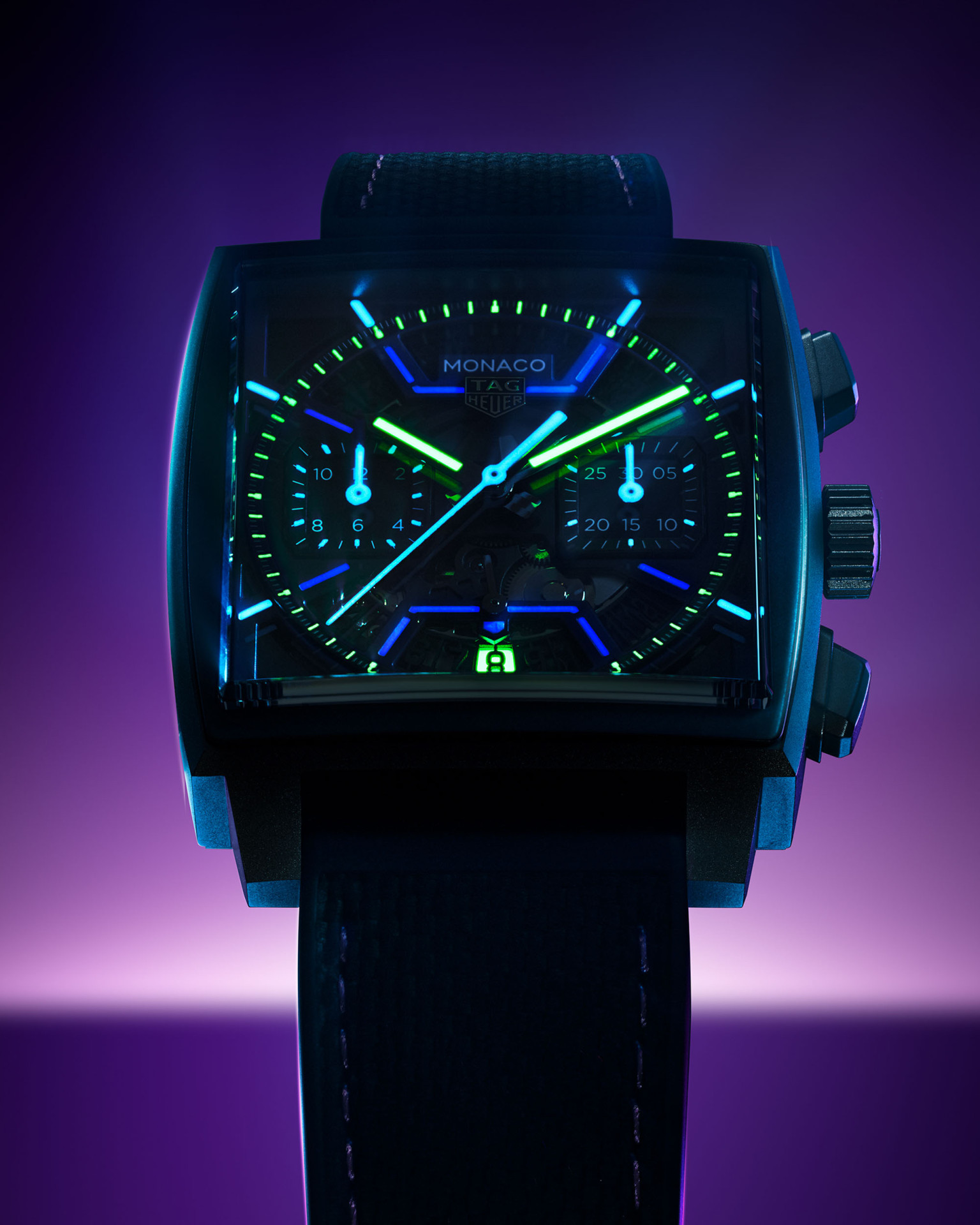 TAG Heuer Monaco Chronograph Skeleton Gradient Blue/Purple