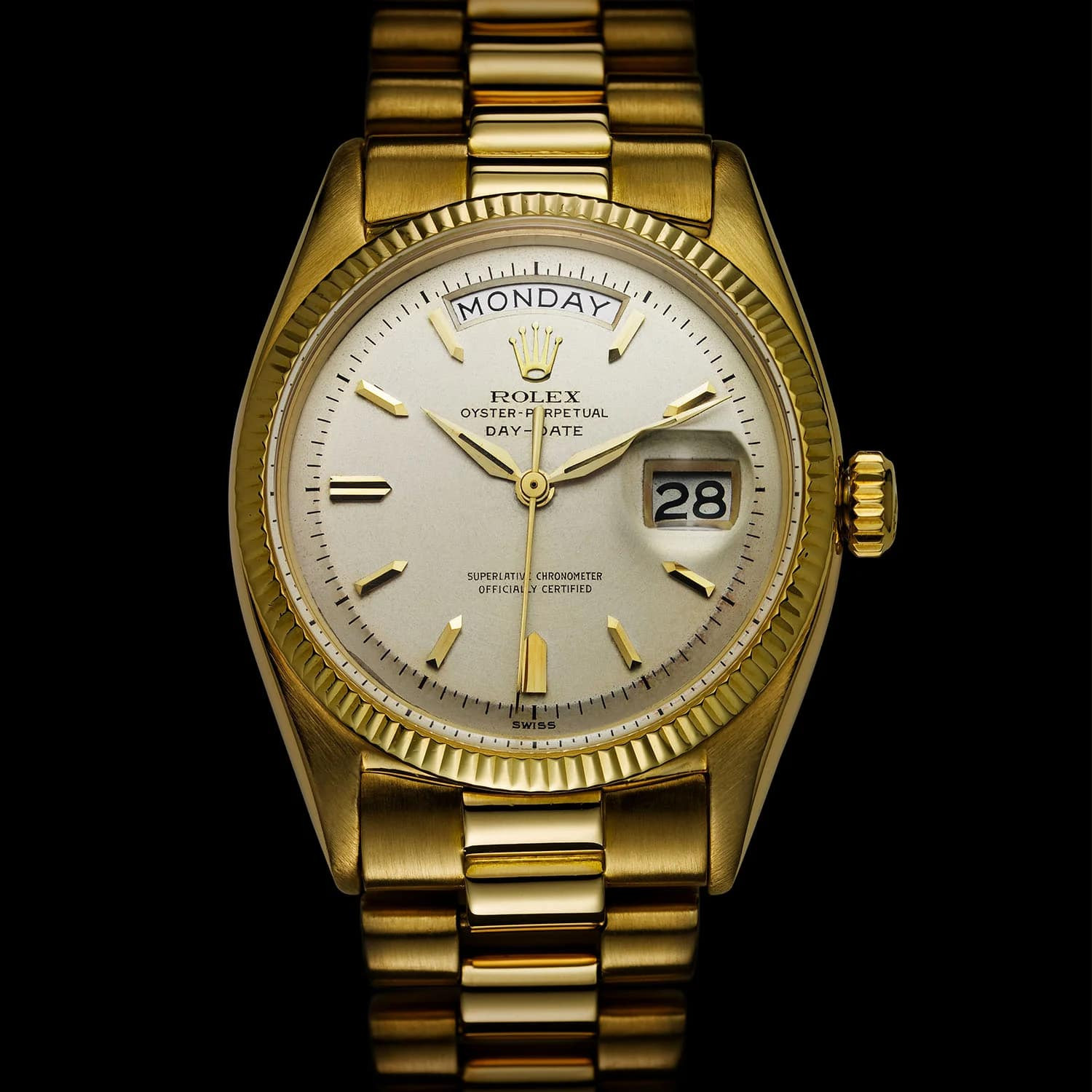 Одна из ранних моделей Rolex Day-Date – Ref. 6511 в корпусе из желтого золота