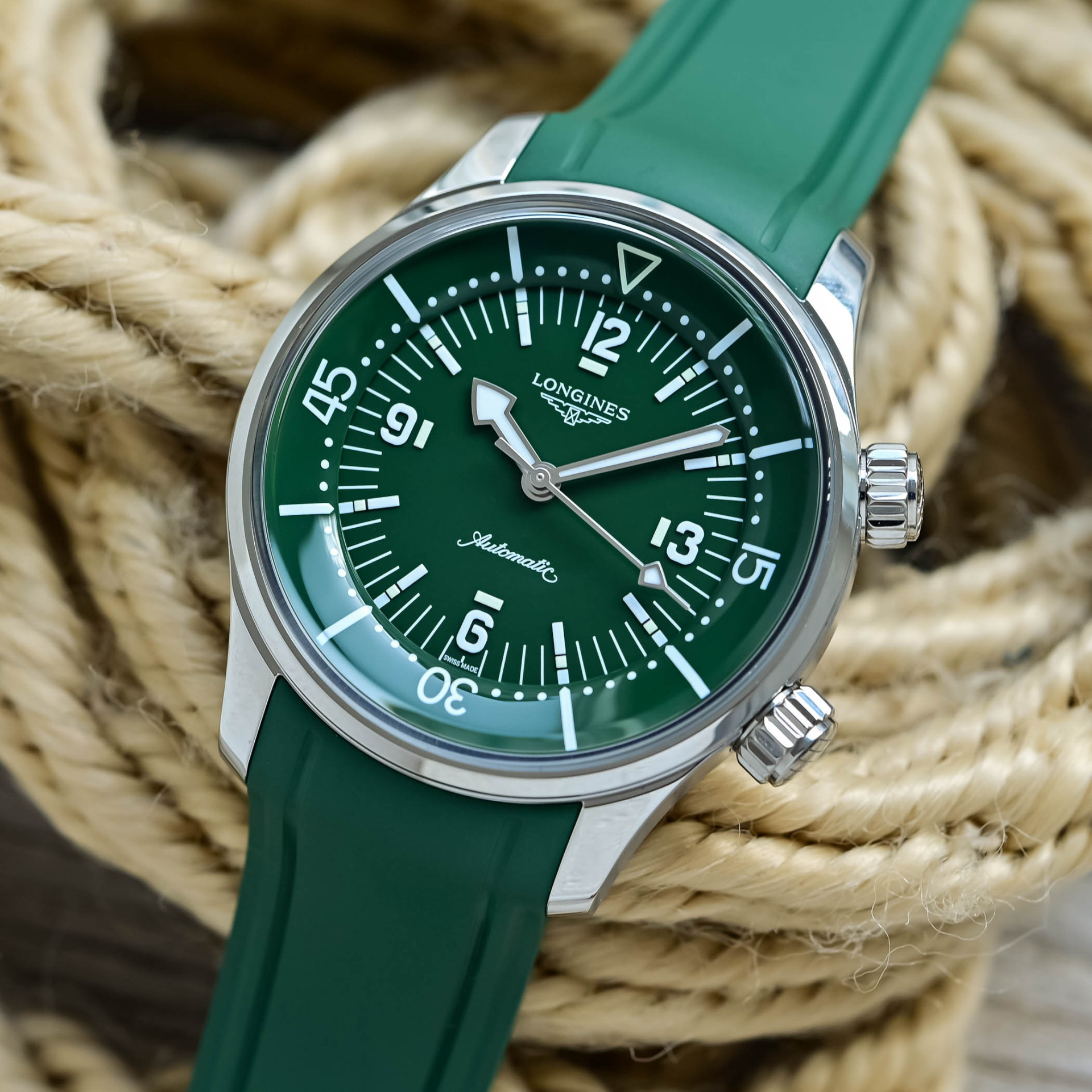  Longines Legend Diver 39mm Green Rubber Edition
