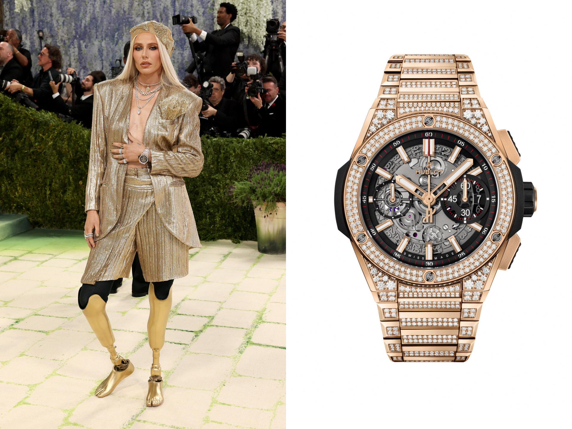 Лорен Вассер и Hublot Big Bang Integrated King Gold Pave 42mm