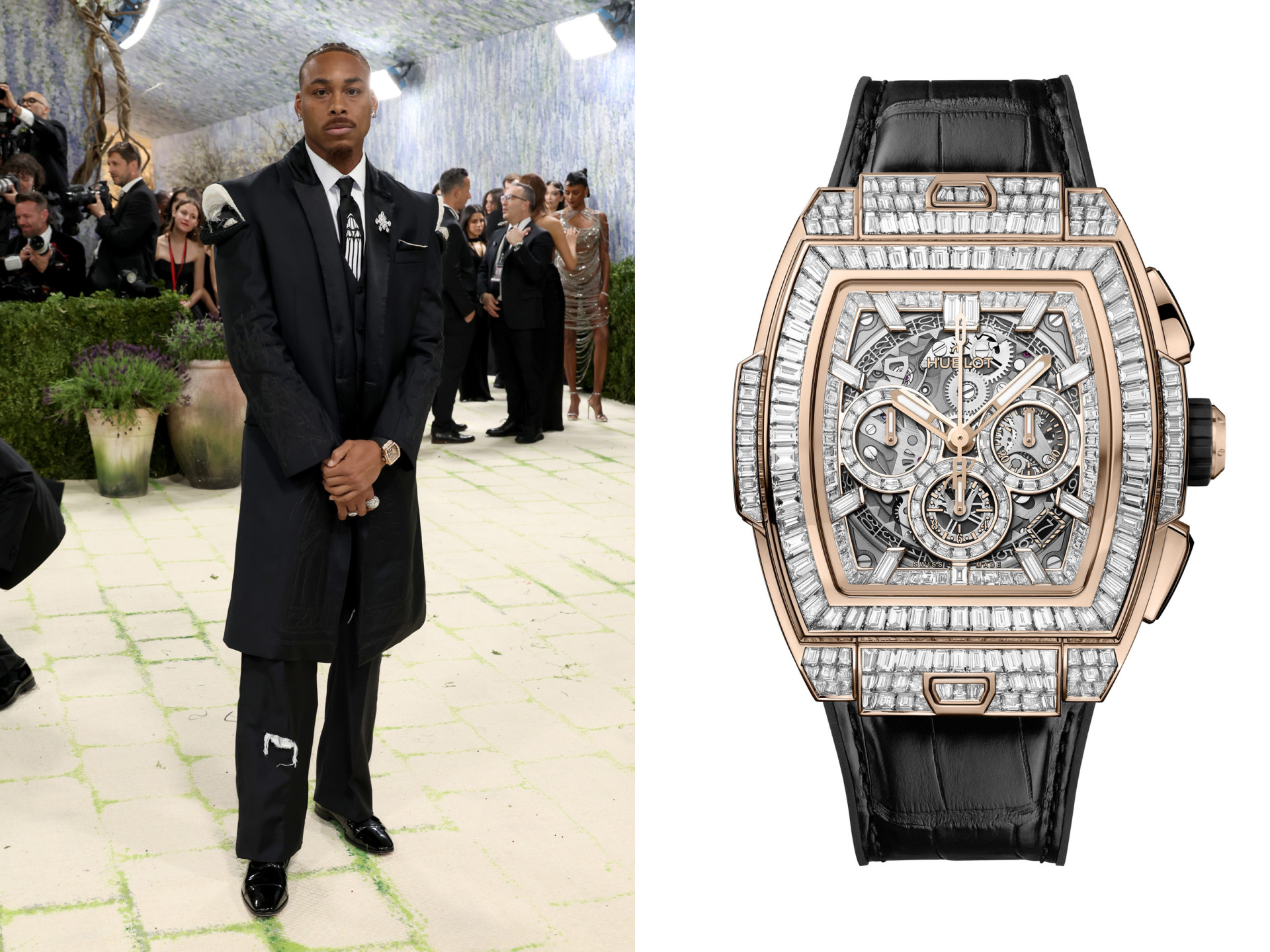 Джастин Джефферсон и Hublot Spirit of Big Bang High Jewelry King Gold 42mm