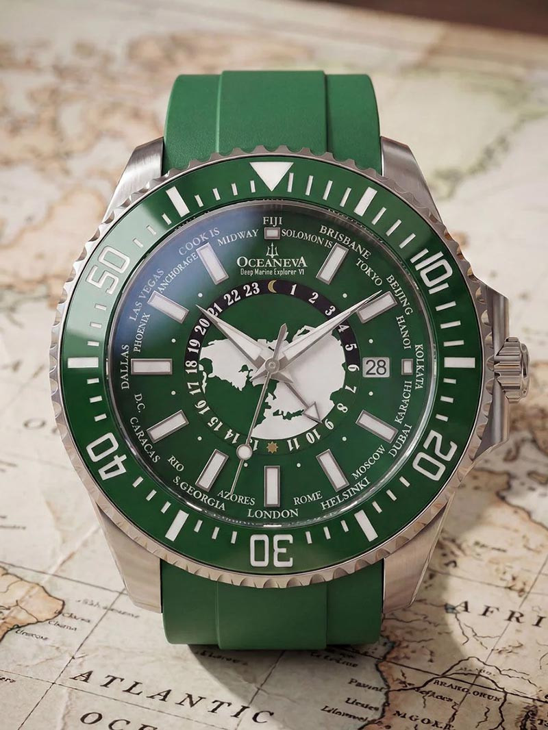 Oceaneva Deep Marine Explorer VI WorldTime 6000m Automatic Grade 5 Titanium GMT