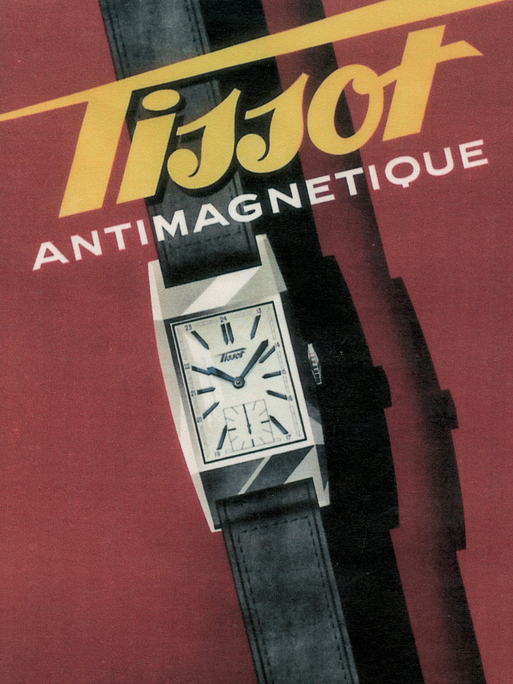 Постер антимагнитных часов Tissot, 1930-е годы
