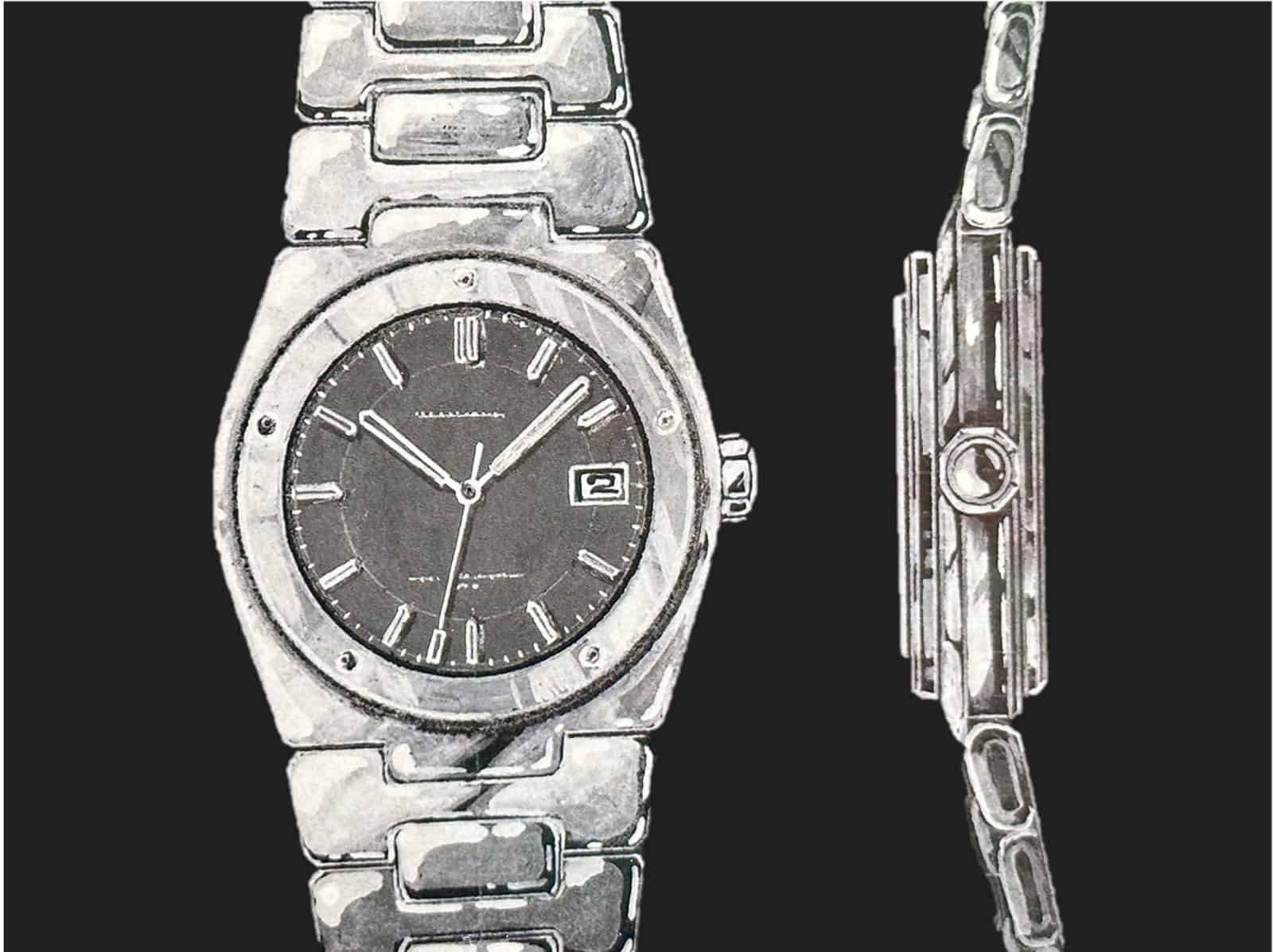 Эскиз IWC Ingenieur SL Ref. 1832, 1974 год. Диизайн Джеральда Джента