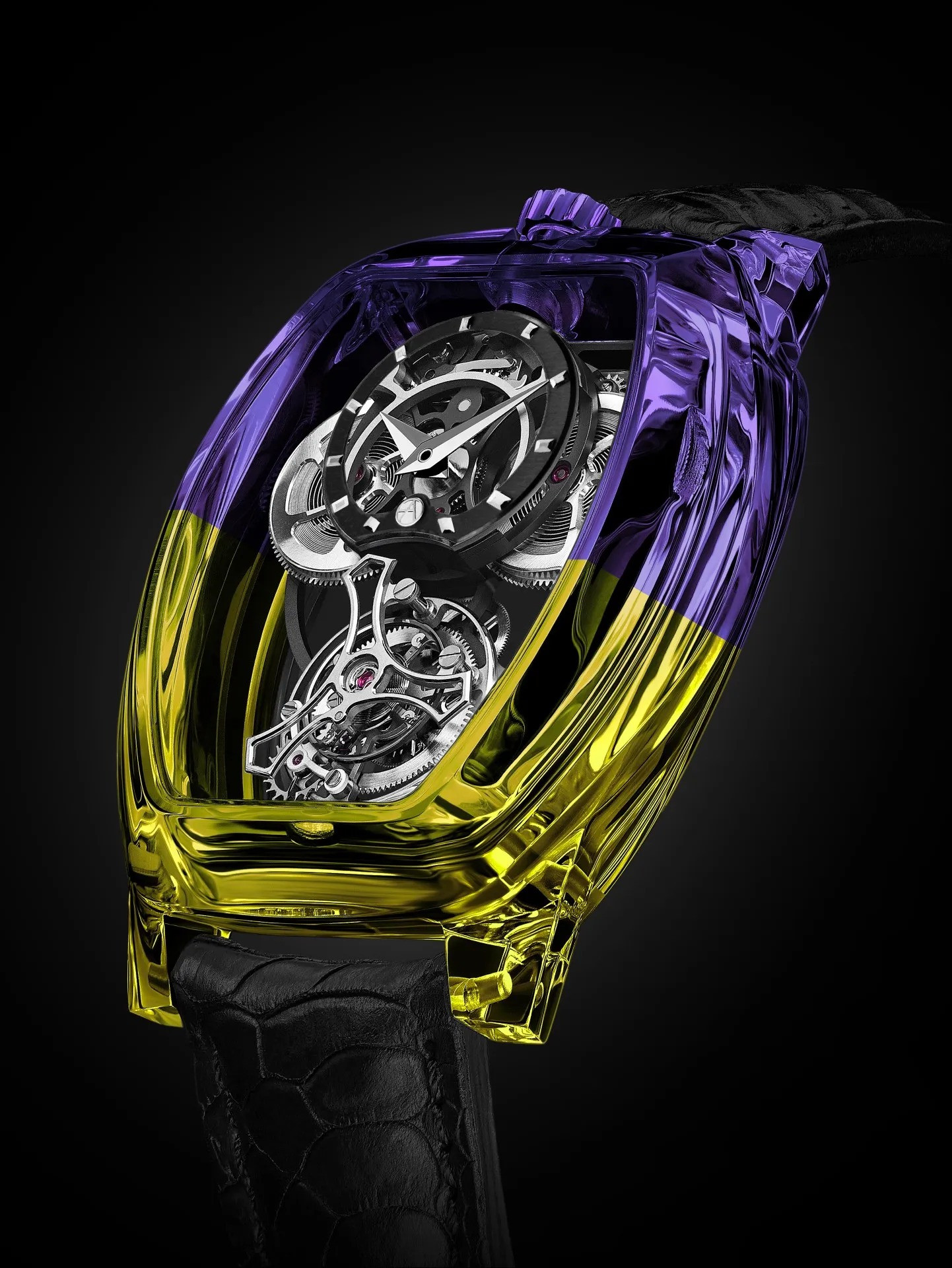 Модель Curvy Purity Tourbillon «Bicolor Yellow & Purple»