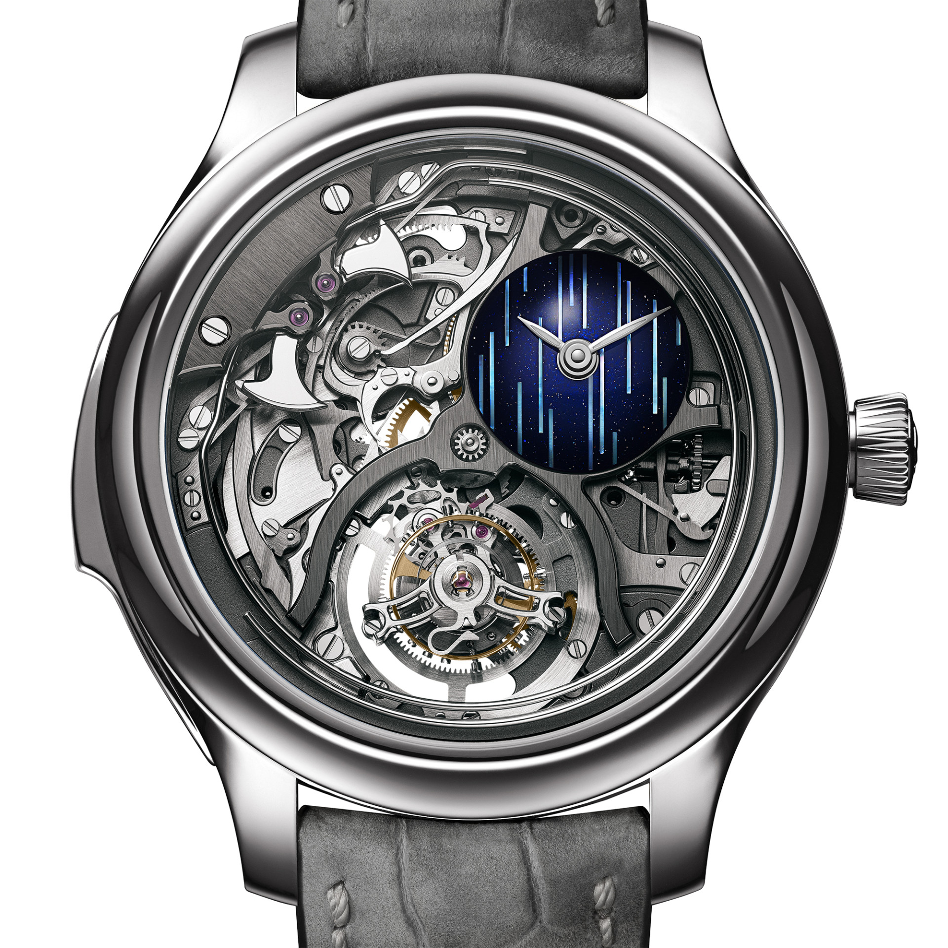 H. Moser & Cie Endeavour Minute Repeater Cylindrical Tourbillon Skeleton Cosmic Rain